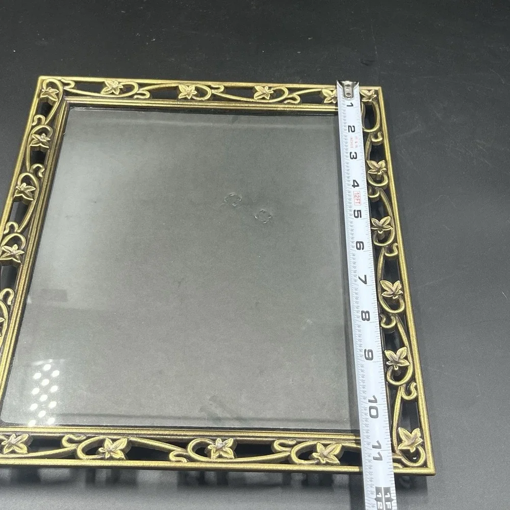 Vintage Brass Tone Metal Picture Frame with Filigree Ivy Vine Pattern 9 1/2 x 11